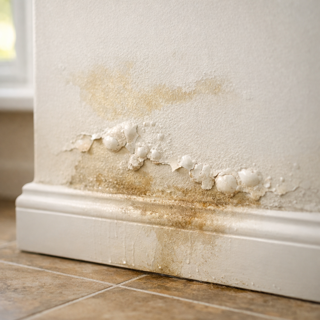 water stains and paint bubbling